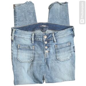 Silver Jeans Co. ELYSE skinny CROP W29/L25 stretchy‎ button fly Light wash